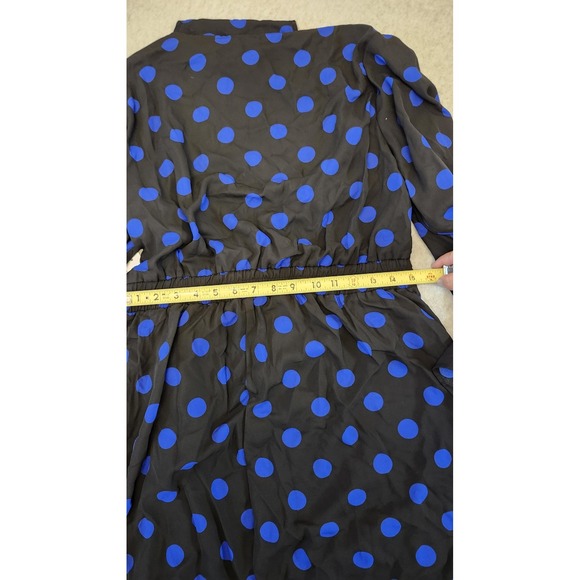 Emma & Michele Dress Womens XL Black Blue Polka Dot Long Sleeve Wrap New - Picture 11 of 12